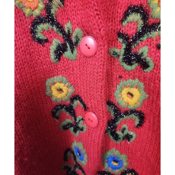 Vintage Cervelle Longline Embellished Shawl Neck Knit Button Front Cardigan - Picture 8 of 11